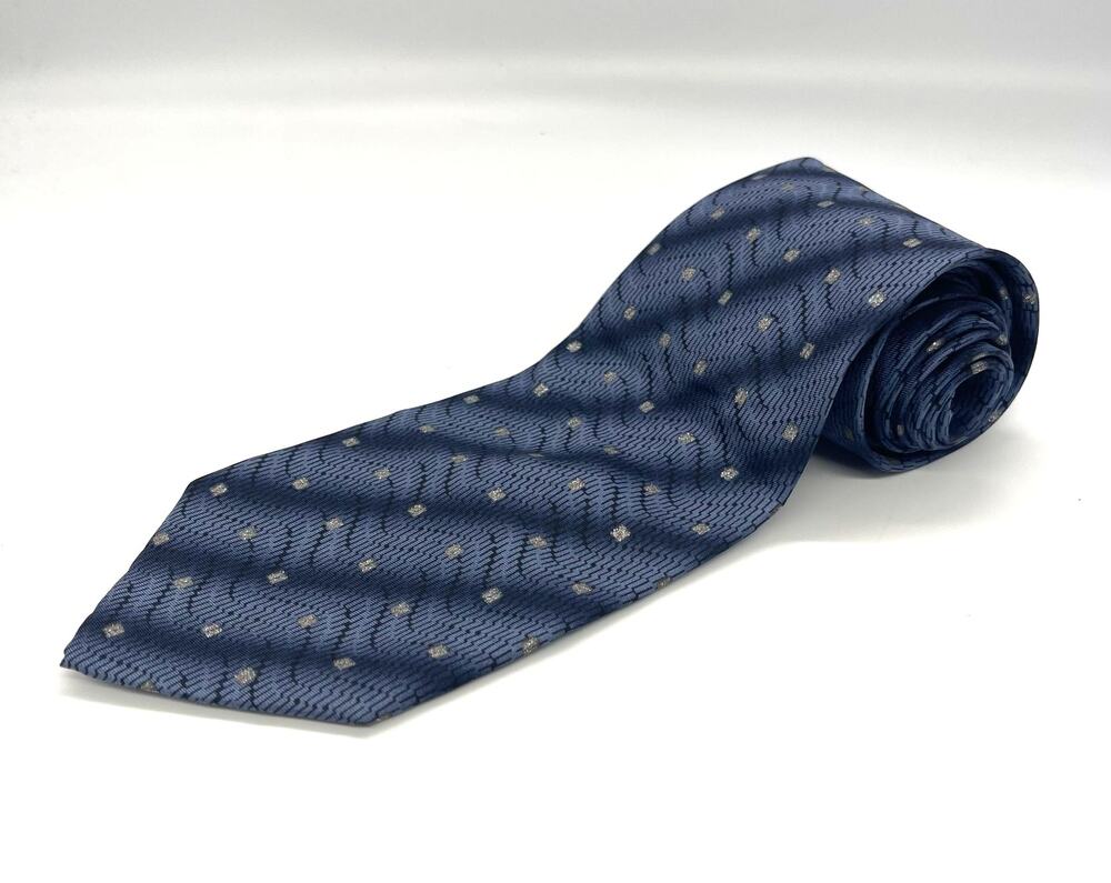 Pierre Pacha 100% Silk Necktie Blue Silver Tie Made in Italy 58” x 3.75”